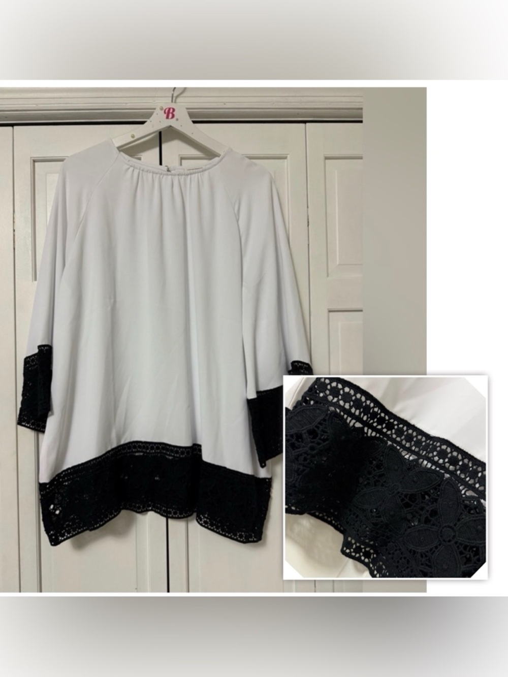 J Jill Christian Siriano Size Large Tall White Lace Blouse Shirt Top Business